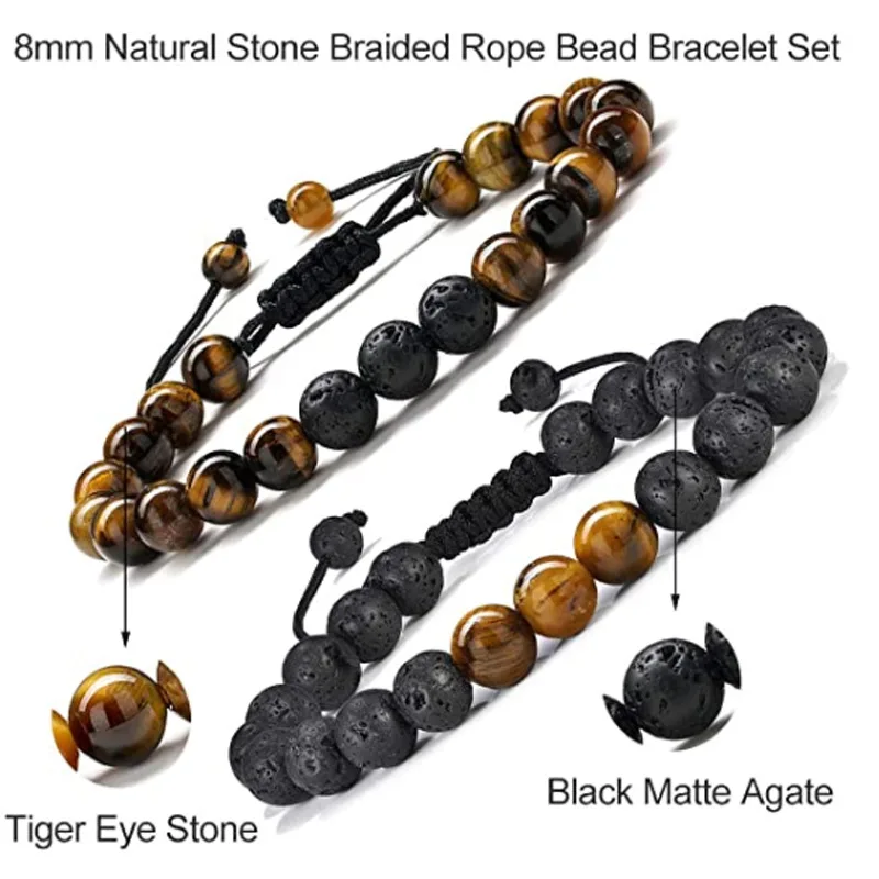 SL22366 Adjustable Tiger Eye Oil Diffuser Healing Bracelet Yoga Bead Lava Rock Stone Black Onyx Bracelet Men Women Jewelry