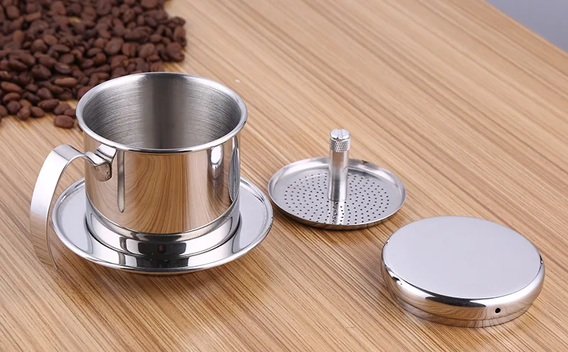Shiny 2-Cup Stainless Steel Vietnamese Coffee Brewing Filter Bottom Dripper Special Tool for Making Coffee & Tea