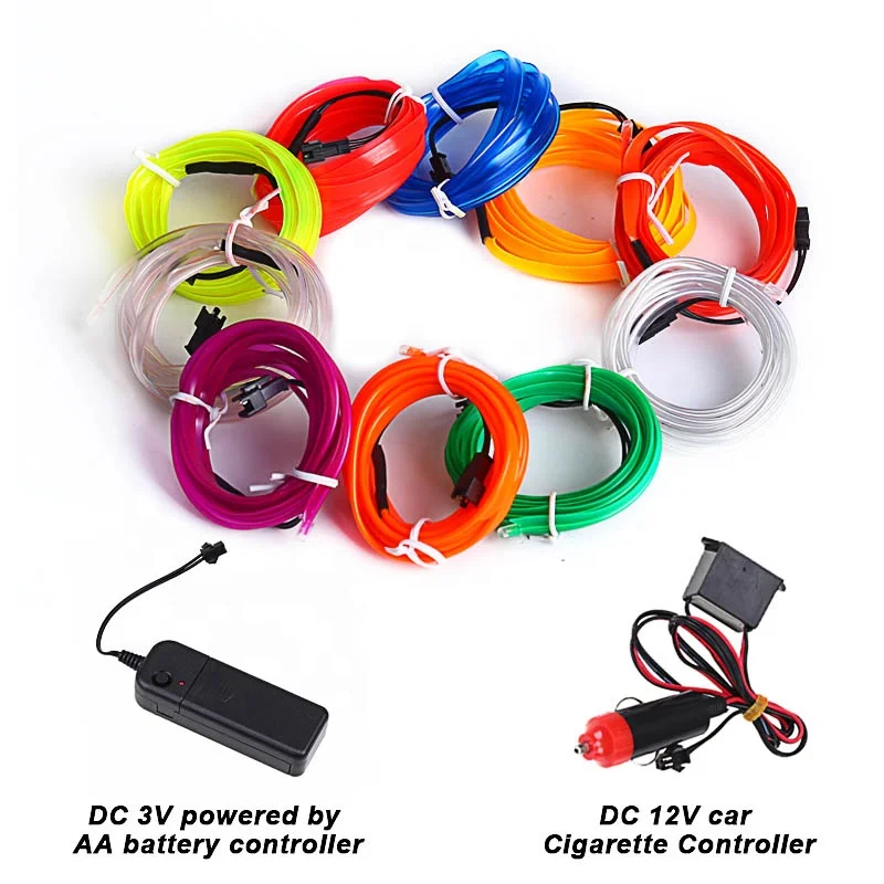 Hot Sales  12V LED EL Wire Car USB Decorative Lights Cigarette Controller Neon Auto RGB Neon Interior Atmosphere Lamp Strip