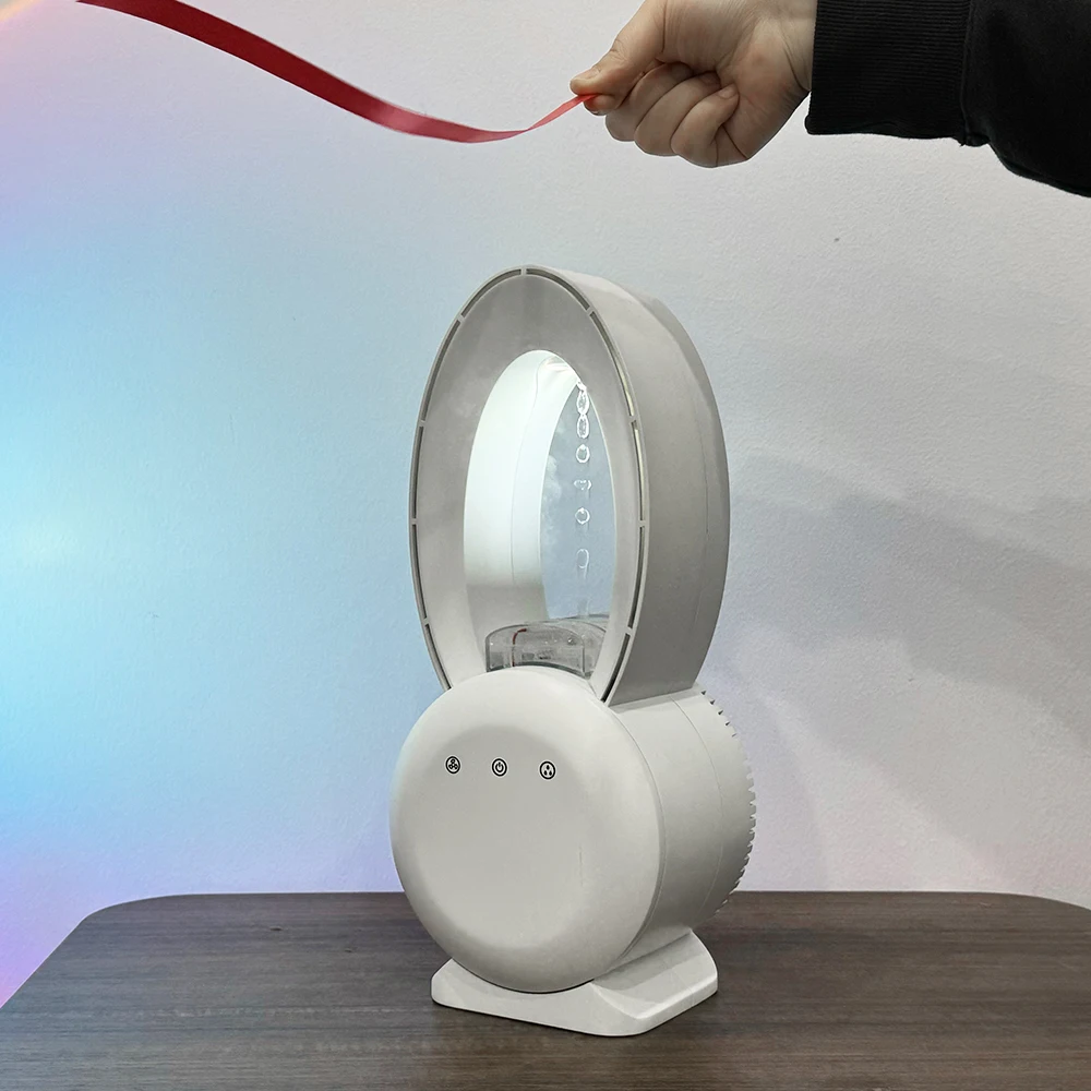 new idea 2024 original manufacturer cool mist fog maker 200ml water tanks portable cooling fans with anti gravity humidifier