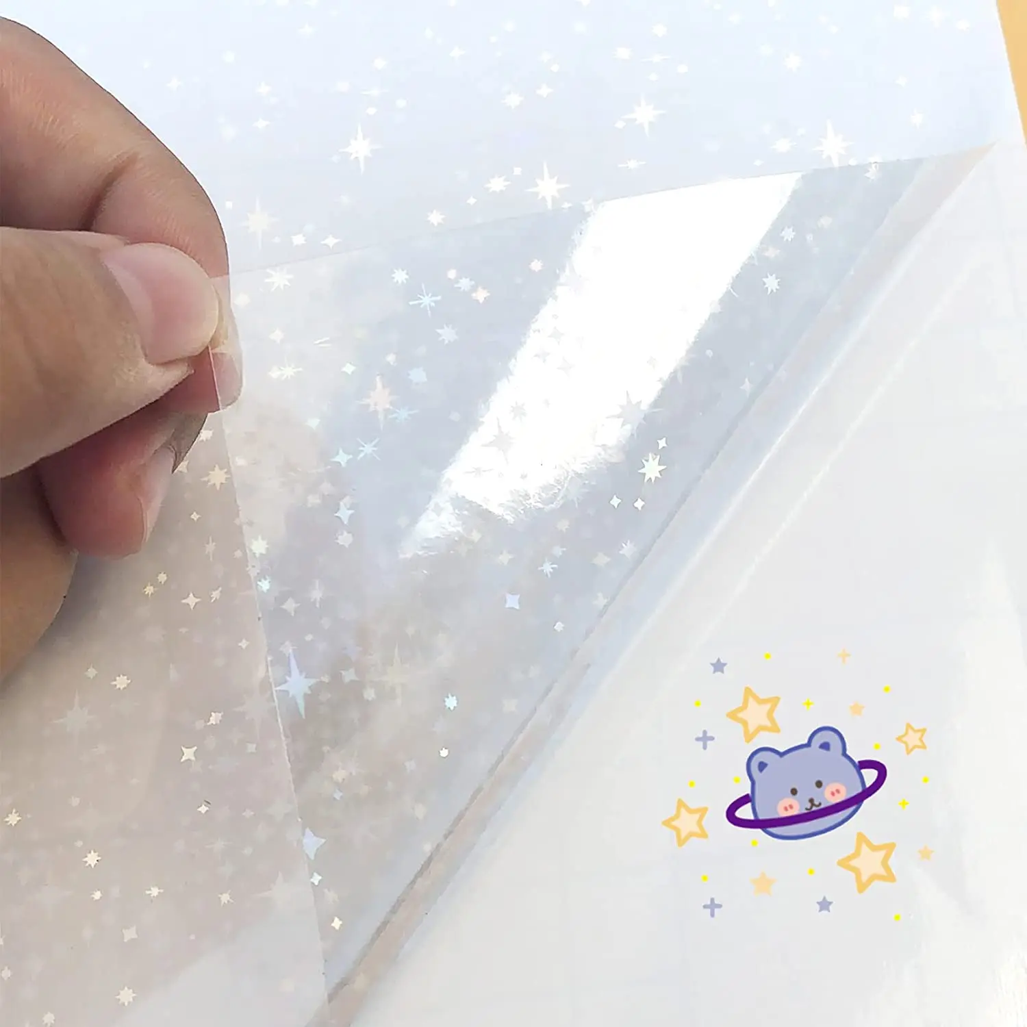 Custom Clear A4 Vinyl Sticker Paper Self-Adhesive Waterproof Transparent Holographic Sticker Paper
