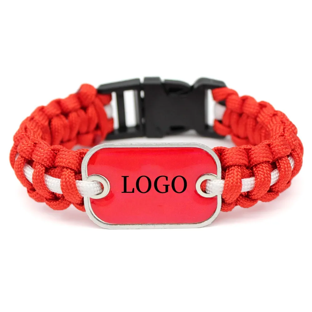 Customized Creative Outdoor Survival Wristbands Quality National Flag Handmade Paracord Bracelet