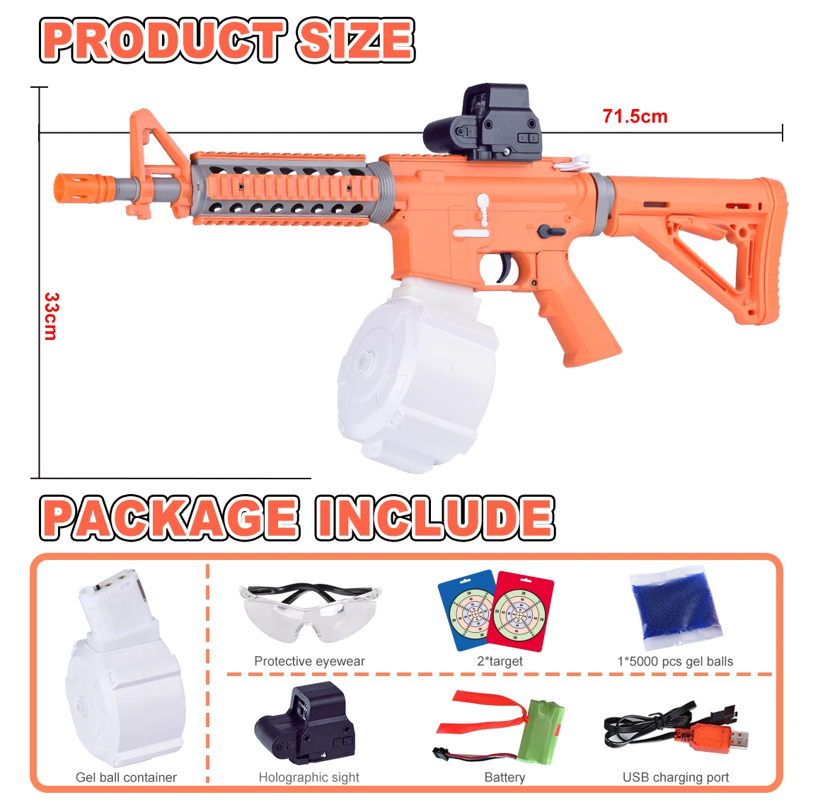 Amazon hot sell M416  Round cartridge Electric Gel Ball Blaster Toy Gun for kids for outdoor activities shooting game toy gift