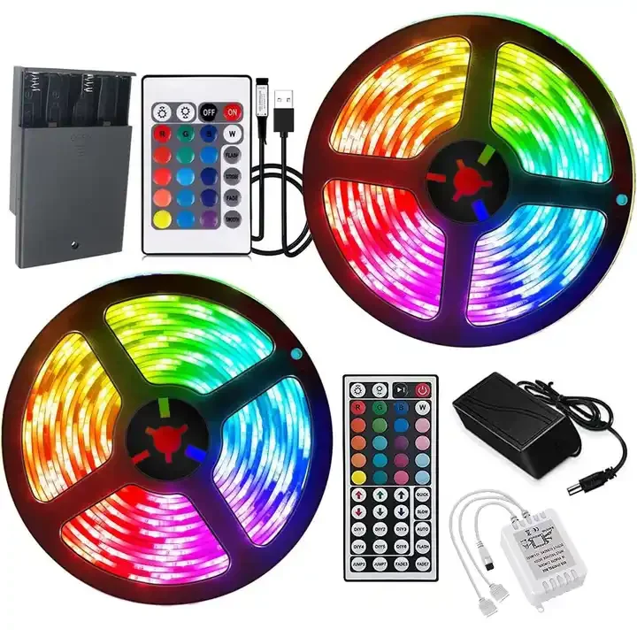 QQE WiFi Tuya IP20 12V 10m 5050 RGB App Control Alexa Google Voice Activated Smart LED Light Strips