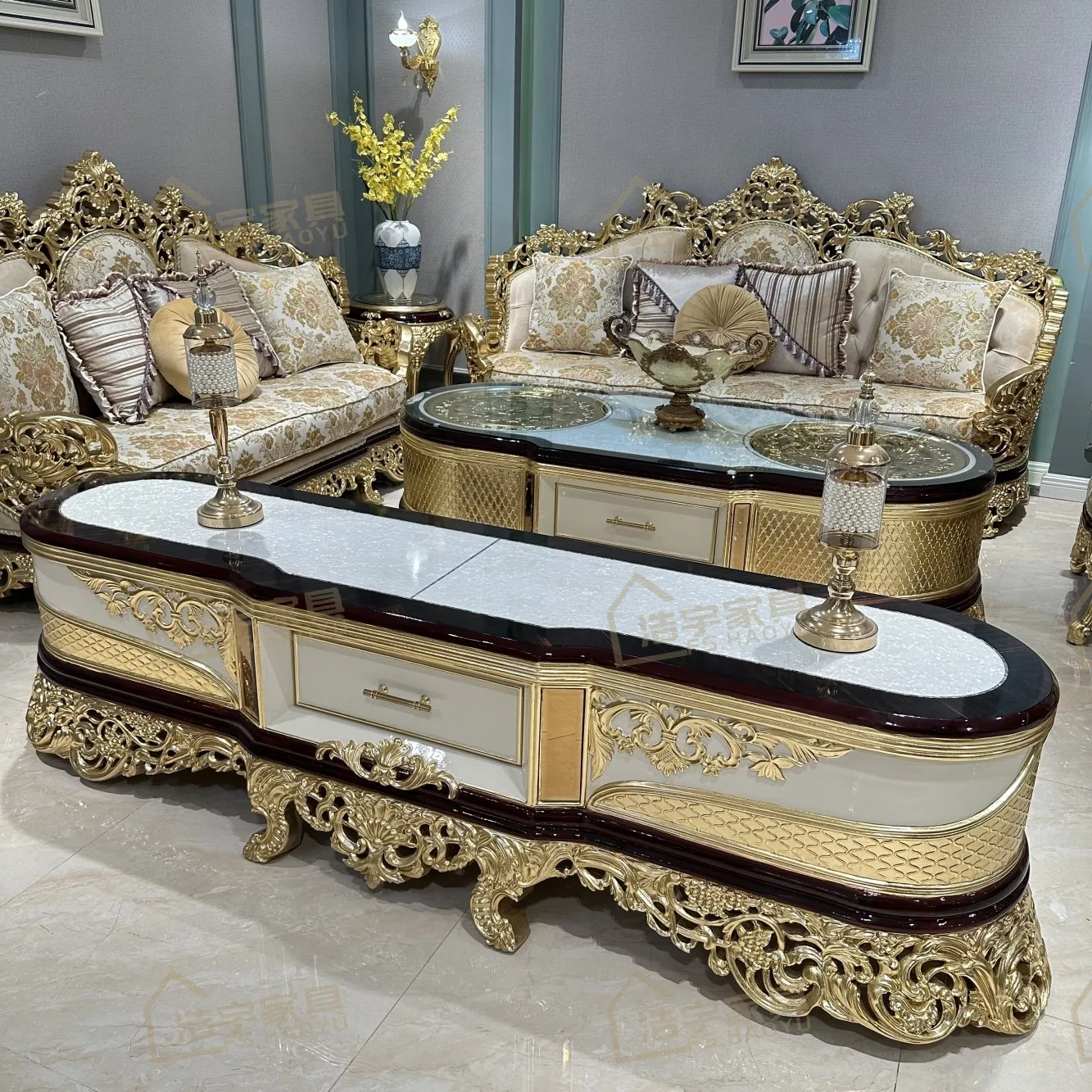 living room noble sofa set antique 6 seater sofa hand carved empire royal furniture Victorian style sofa set