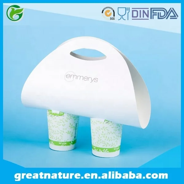 Eco-friendly Disposable Take Away Coffee Drink Carrier Cup Holder Corrugated Cardboard Paper 2 Coffee Cups Holder
