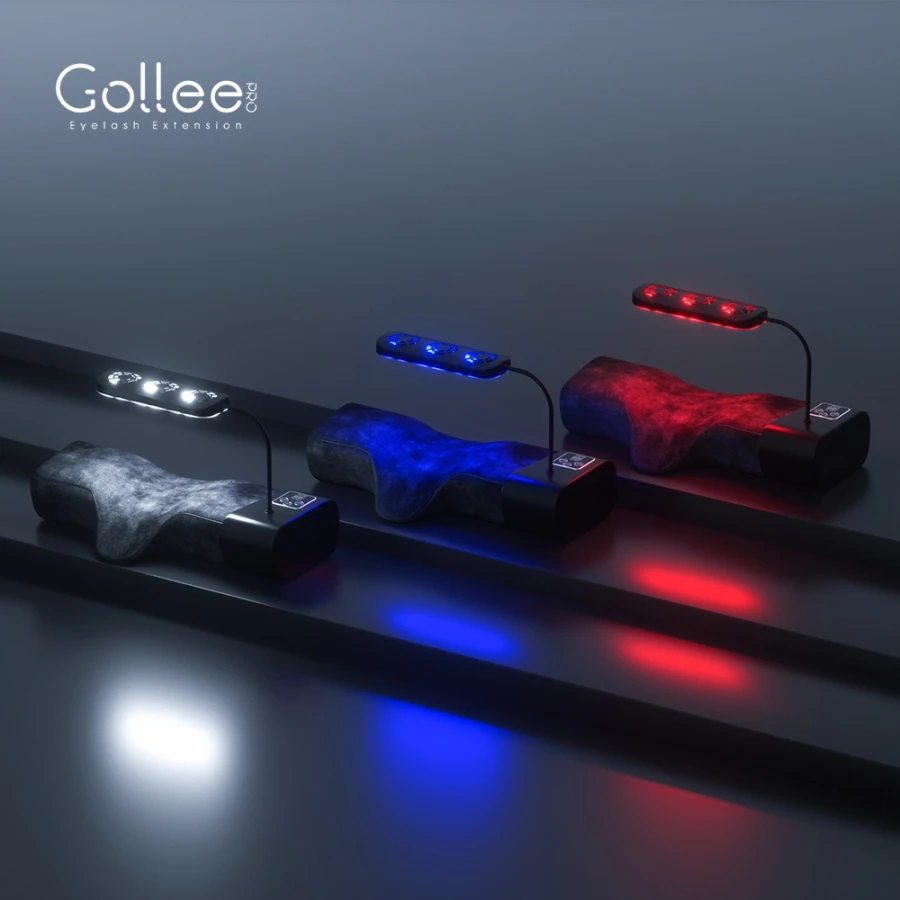 Gollee 4 in 1 Red Blue White Light 3 Power With Fan LED Lash Pillow For Eyelash Extension