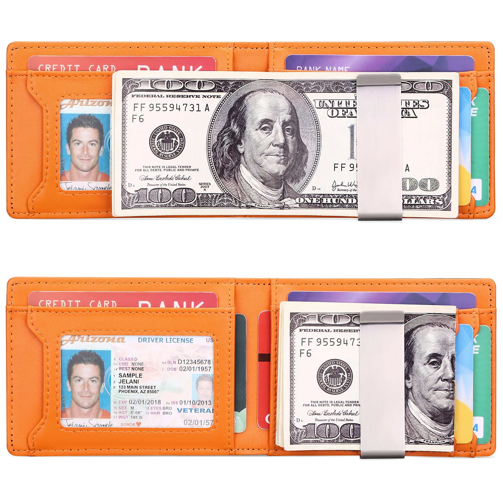 Индивидуальный бумажник от производителя, Тонкий минималистичный мужской бумажник из натуральной кожи, мужской бумажник двойного сложения с блокировкой RFID