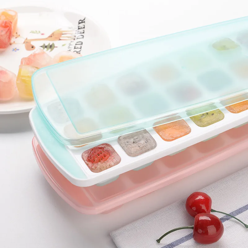 4/10/21/36 Grids Round Square Silicone Customized Ice Cube Mold Home Frozen Ice Cube Refrigerator Plastic Ice with Lid