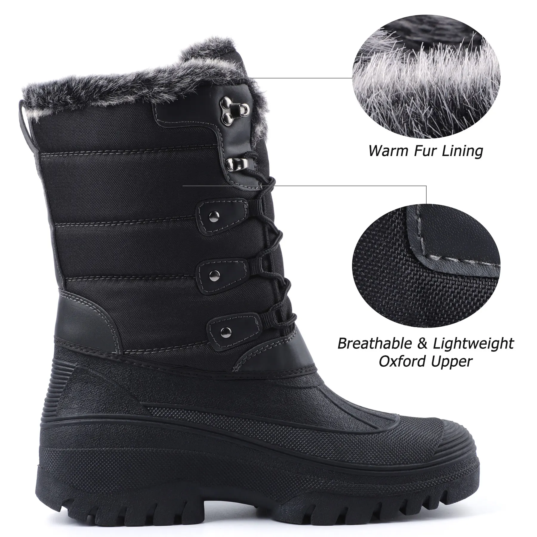 New style  MOQ 1 black antislip winter shoes hiking boots waterproof outdoor women snow boots