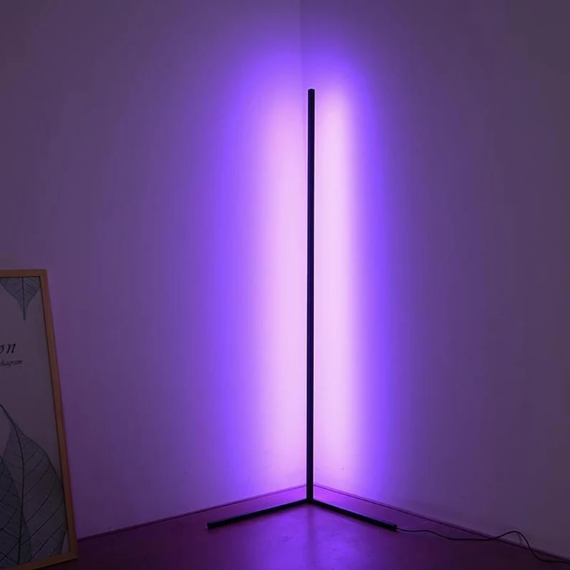 Modern simple nordic T tripod remote app control vivid rgb corner minimal floor light stand led floor lamp for living room