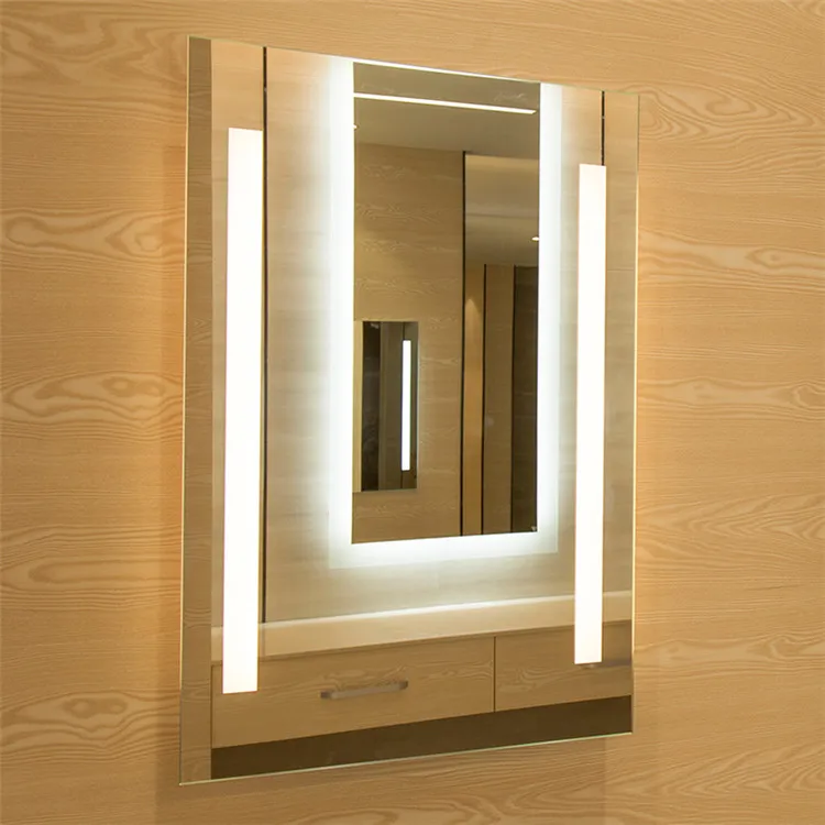 bathroom basin mirror with radio glass shelf Bath antifog Bluetooth led mirror with lighting