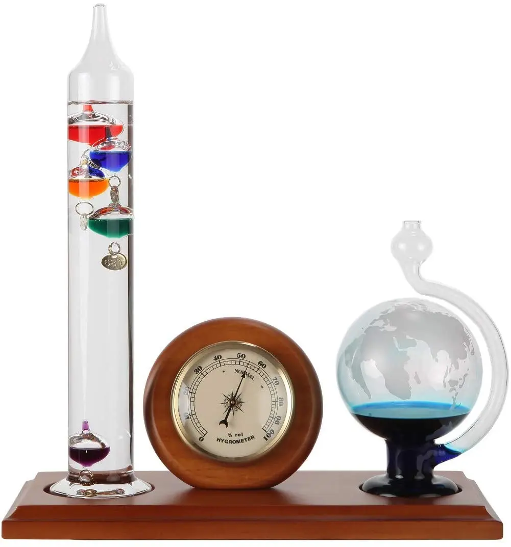 Scientific Educational Device 3 in 1 Galileo Thermometer Weather Station Forecast Predictor Storm Glass Bottle Barometer