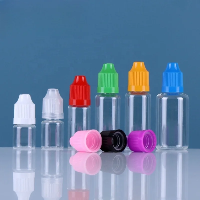 wholesales 3ml  5ml 10ml 15ml 20ml 30ml 50ml 100ml clear plastic bottle with childproof cap for liquid oil/pigment