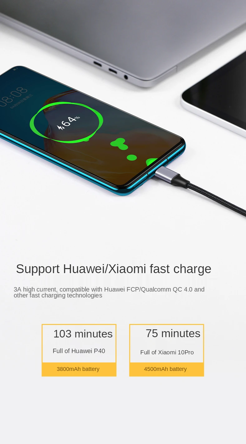 PUJIMAX Durable 60W Fast Type-C To Type-C Charging Cable USB C Nylon Cord For Xiaomi Samsung Huawei Mobile Phone Cables