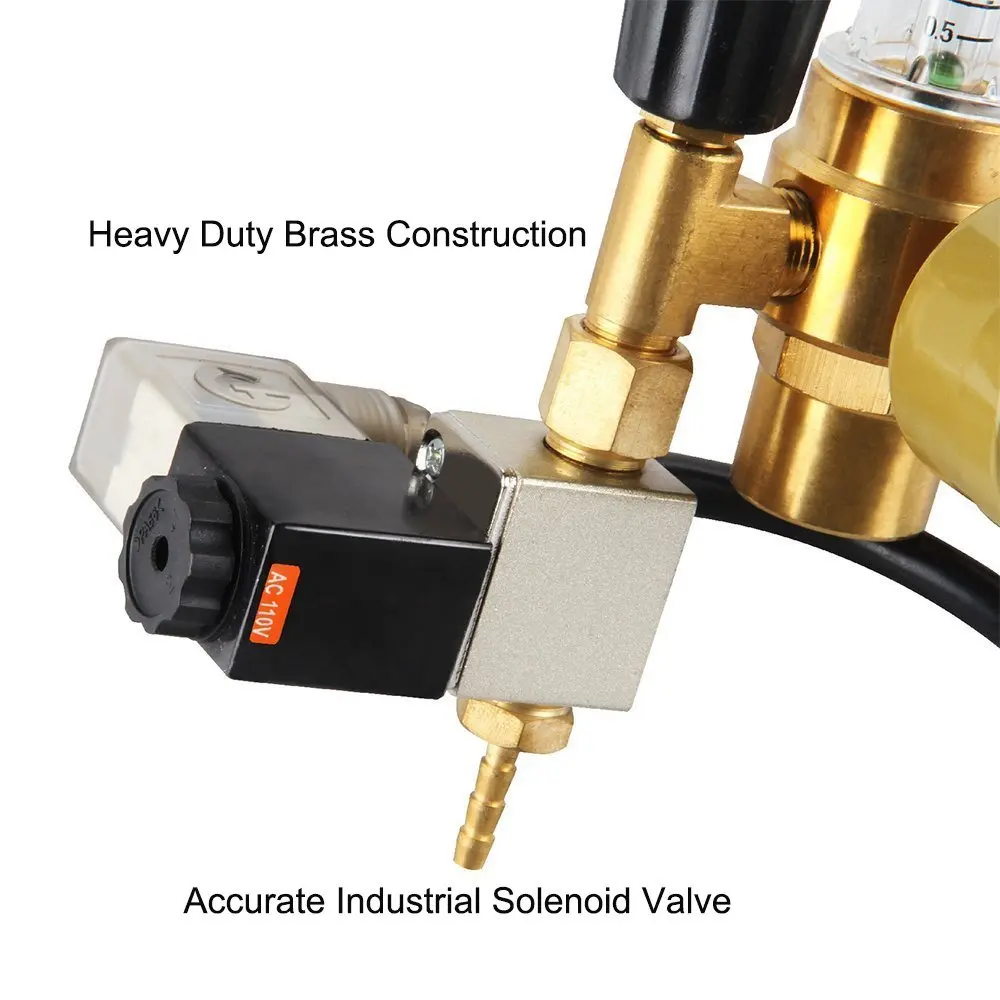 Hydroponics (Co2) Regulator Emitter System with Solenoid Valve Accurate and Easy to Adjust Flow