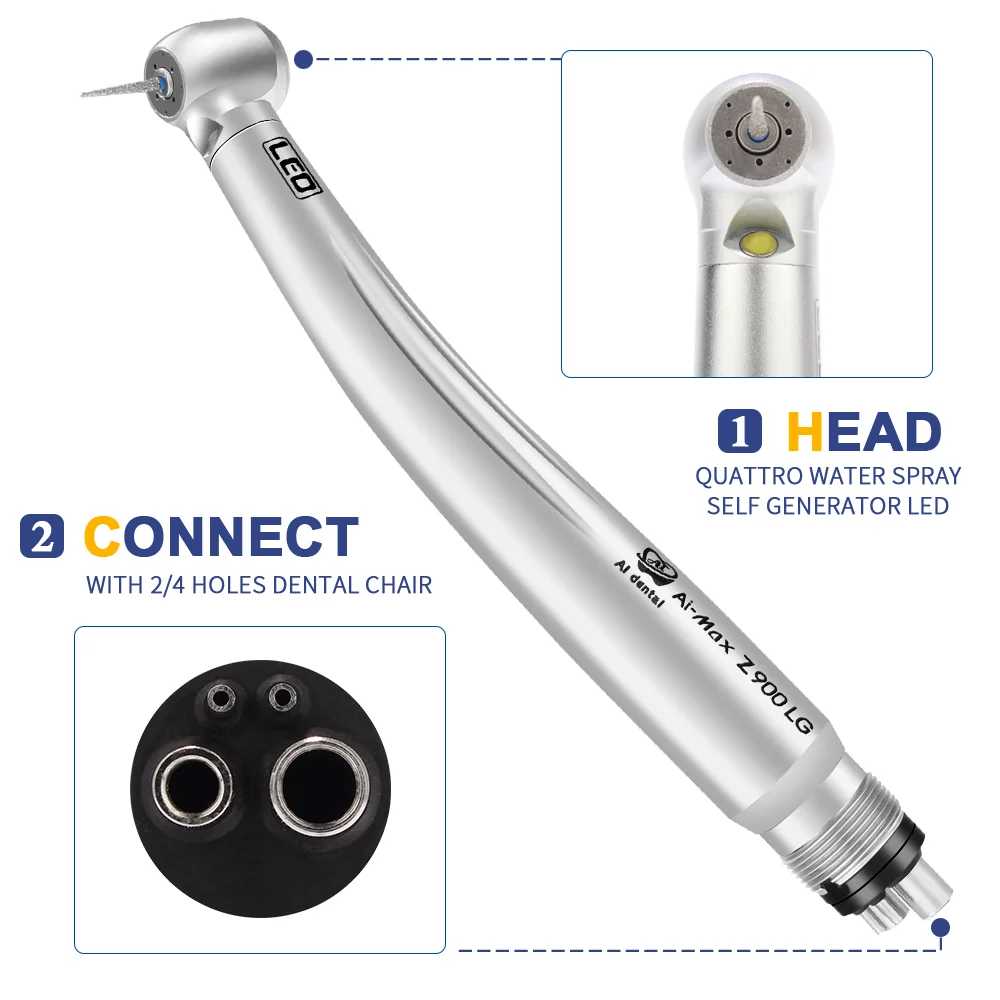 Top Quality air Turbine Handpiece LED High Speed Standard Head 2 / 4 Holes with B2 M4 Dental Product