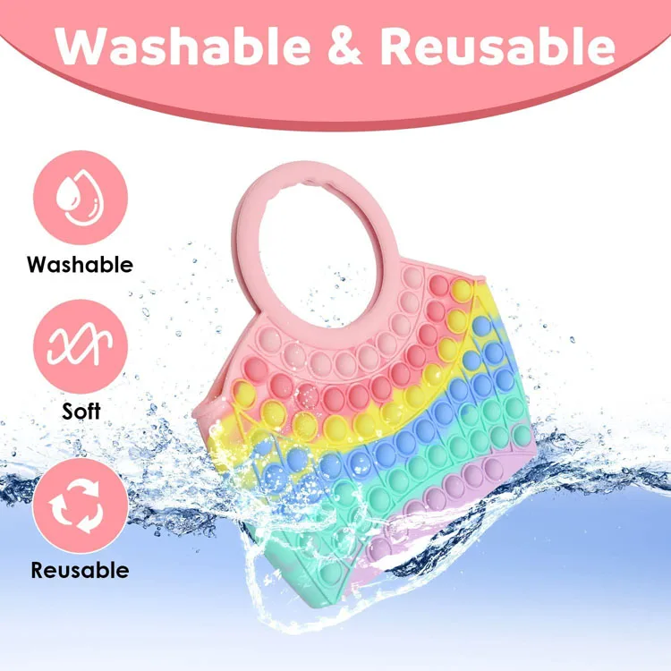 Large Capacity Silicone Waterproof Fidget Tote Bag Shoulder Bag Girls Ladies Travel Beach Hand Bag