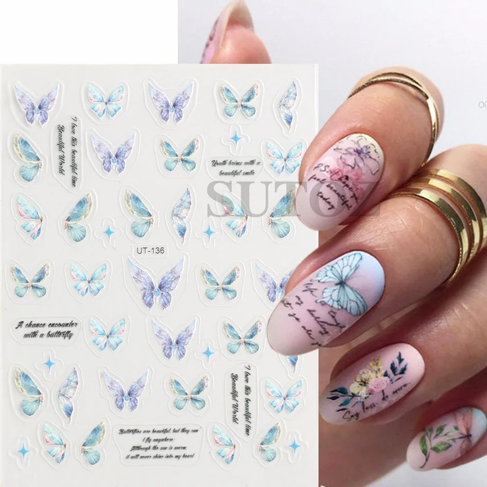 Wholesale Nail Stickers Nail Ins Hot Stamping Stereoscopic Retro Fancy Butterfly Decals Back Adhesive DIY Nail Art  Manicure