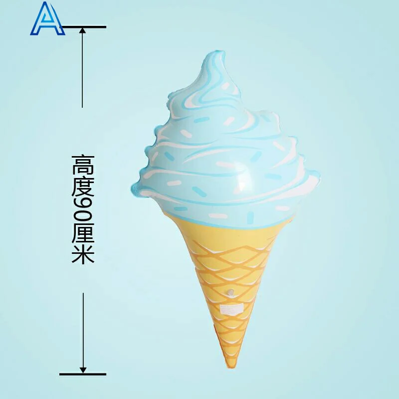 CMYK full printing vinyl PVC air blow inflatable ice cream cone shape pool water float swim tube life saving tube toy