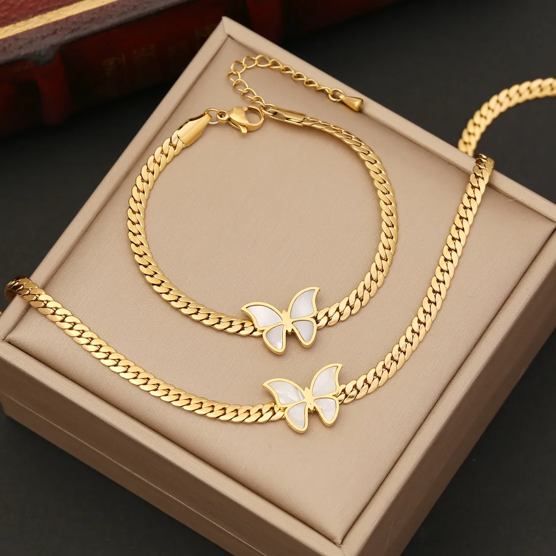 Fashion gold plated women accessories butterfly necklace bracelet earring jewelry fashion jewelry luxury jewelry sets for women