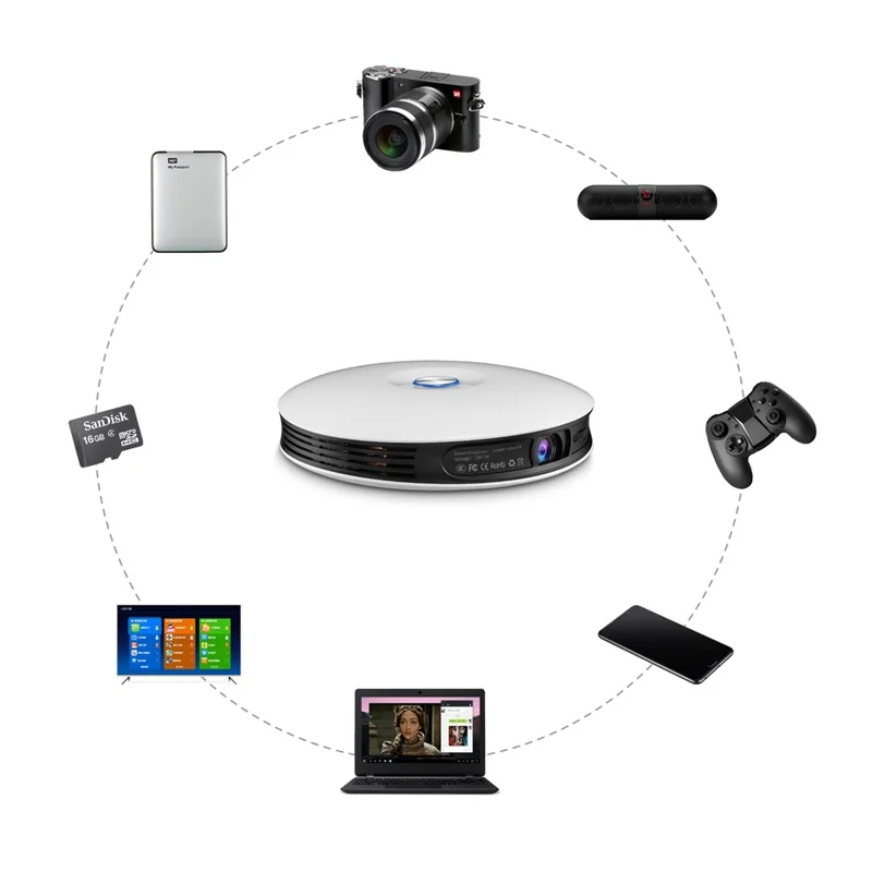 Hotack full hd проектор для домашнего кинотеатра умный проектор Светодиодная лампа фонарик для мобильного телефона видео Портативный 4k проекторы