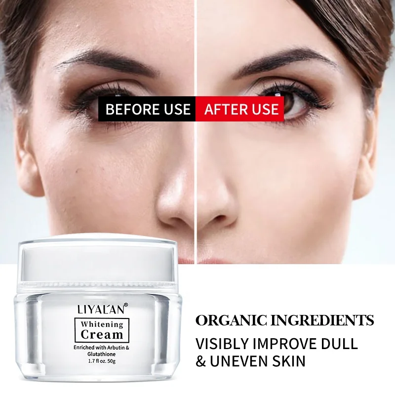 LIYALAN Best Full Face Freckle Lightening Bleaching Organic Black Skin Whitening Lotion Cream With Arbutin & Glutathione
