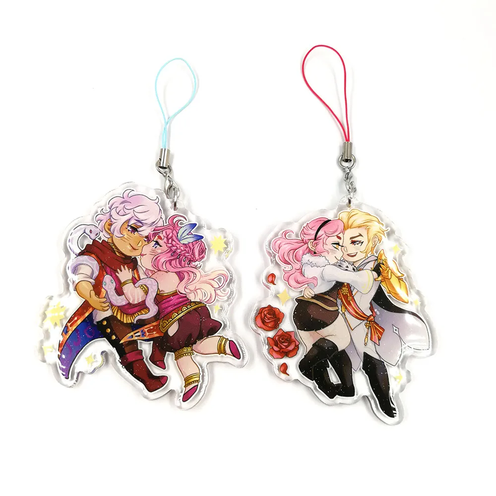 Manufacture Custom Transparent Shape Epoxy Resin Glitter Sparkle Acrylic Charms Key chains in China