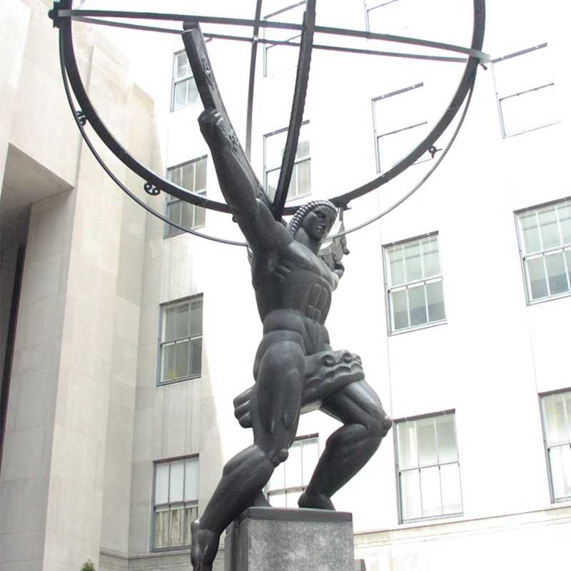 public sculpture  Nude Greek Man Statue Life Size Metal Brass Bronze Atlas Sculpture