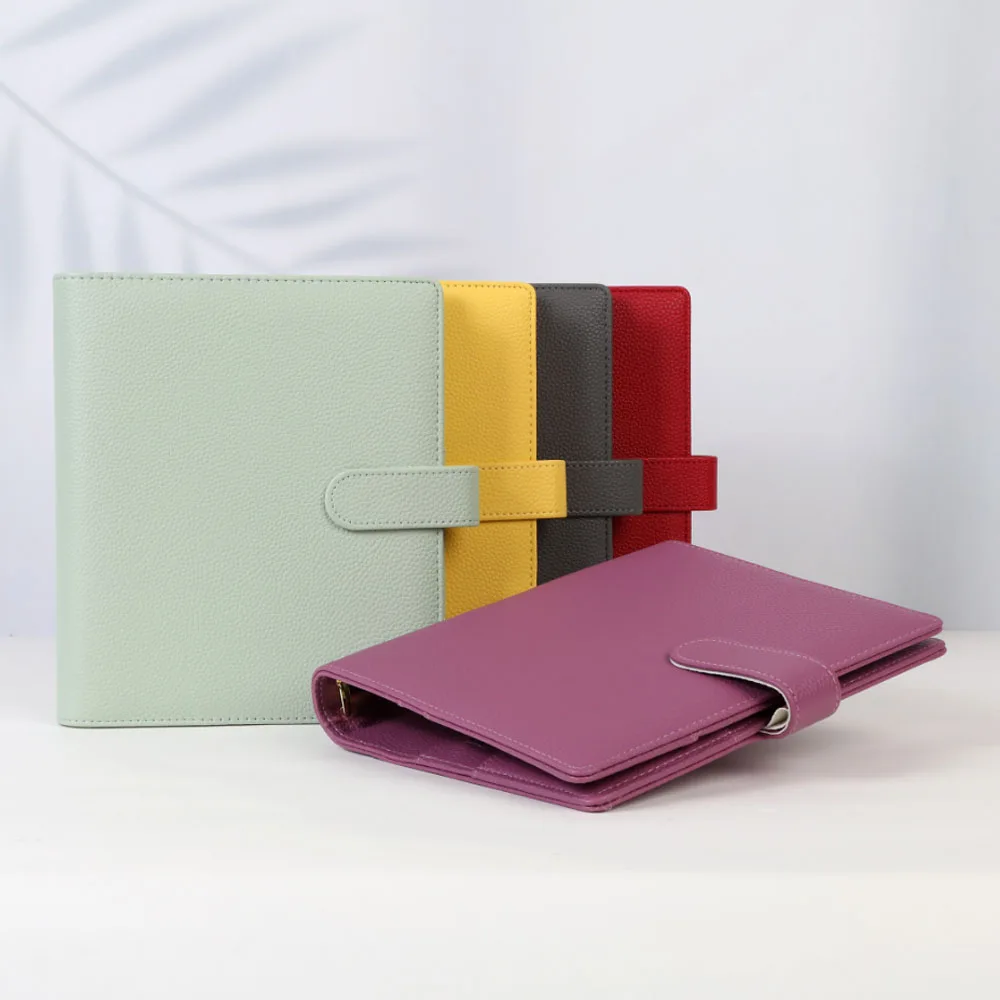 Hongbo Best Selling 21-Color Embossed Pebble Leather A5 Agenda Planner Budget Ring Binder Loose-leaf Paper Diary as Xmas Gift