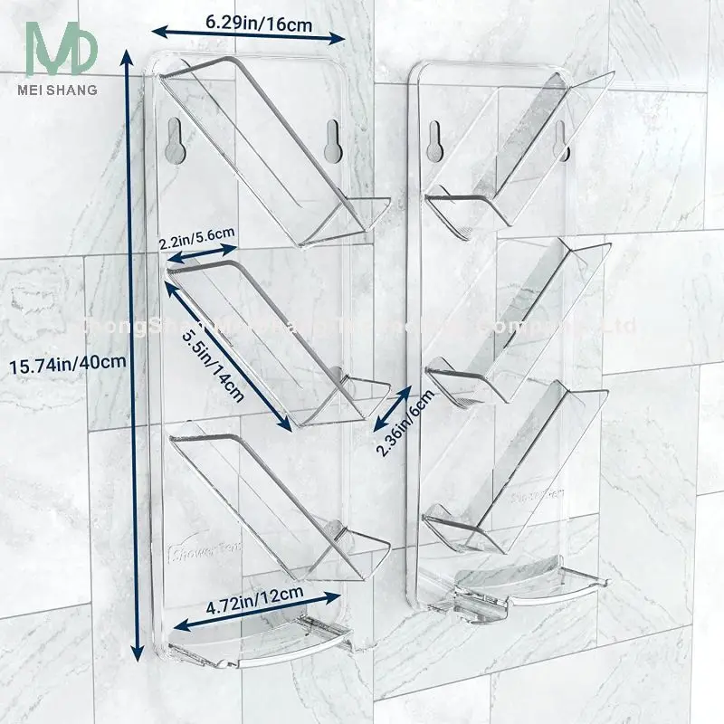 Wholesale Clear Large Wall Mount Acrylic Bathroom Shower Caddy Holder Floating Shower Shelf