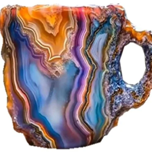 New Products Home Office Natural Mineral Cups New Real Colorful Mineral Crystal Coffee Mugs for Elegant Christmas Gift 2025