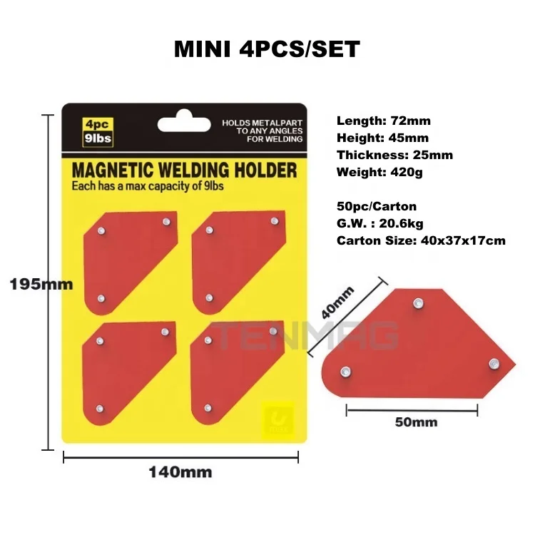 4pc Mini Welding Magnet Bracket Iron Magnetic Suction Right Angle Magnet Oblique Multiple Angles 9 lbs Magnetic Welding Locator