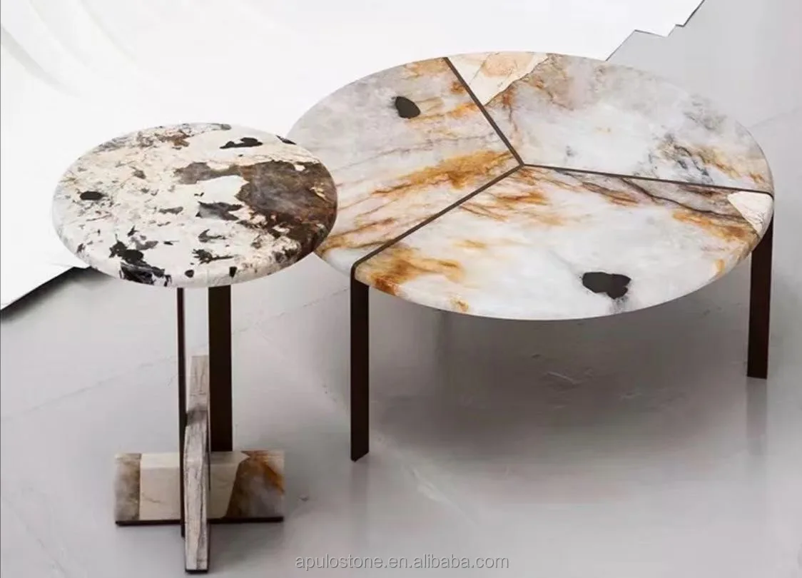 Apulo Patagonia Granite Top Dining Table Round Natural Stone top coffee table Granite Stone And Table Top