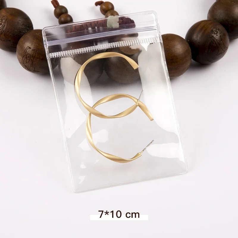 Ready To Ship Cheap Eco-friendly Small Clear  PVC Zip Lock  Ziploc Zipper Rings Necklace Plastic Gift Bags For Jewelry