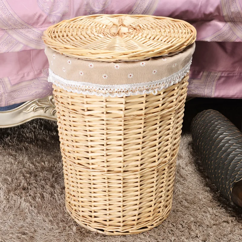 Natural Hand-made bamboo laundry hamper rattan wicker laundry baskets with lid