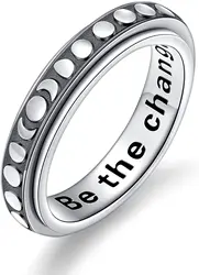 anxiety rotating ring jewelry custom inspirational 925 sterling silver i am enough spinning moon ring