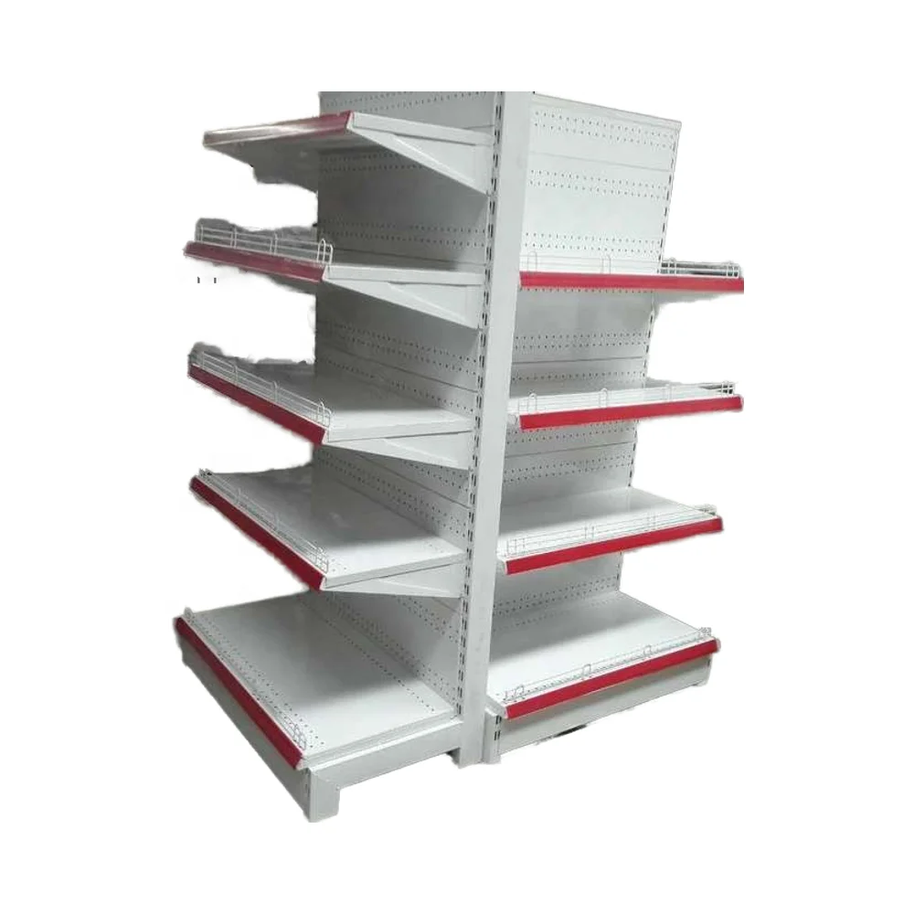 Africa Southeast Asia Hot Sale Single/double-sided Metal Display Stacking Racks Grocery Iron Steel Supermarket Gondola Shelves