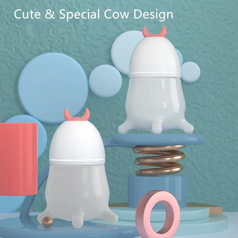 180ml Cute Cow Silicone Imitating Breast Milk Anti-choking Baby Feeding Supplies Anti-colic Gift New Baby Feeding Bottle