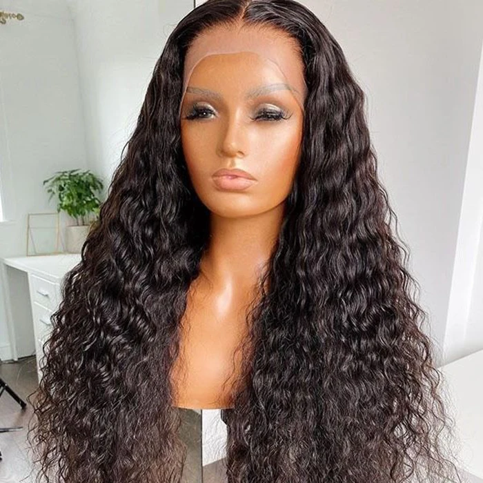  No Shedding Tangle Deep Wave Hd Transparent Lace Front Wig Virgin Human Hair For Black