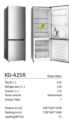 KD425R комби холодильник из нержавеющей стали электрический портативный новое состояние размораживания для домашнего использования и в