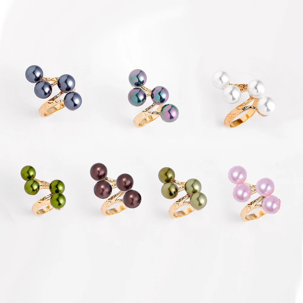 
SophiaXuan Charm Multilayer Pearl Ring Wedding Gold Plated Women Hawaiian Jewelry Rings 