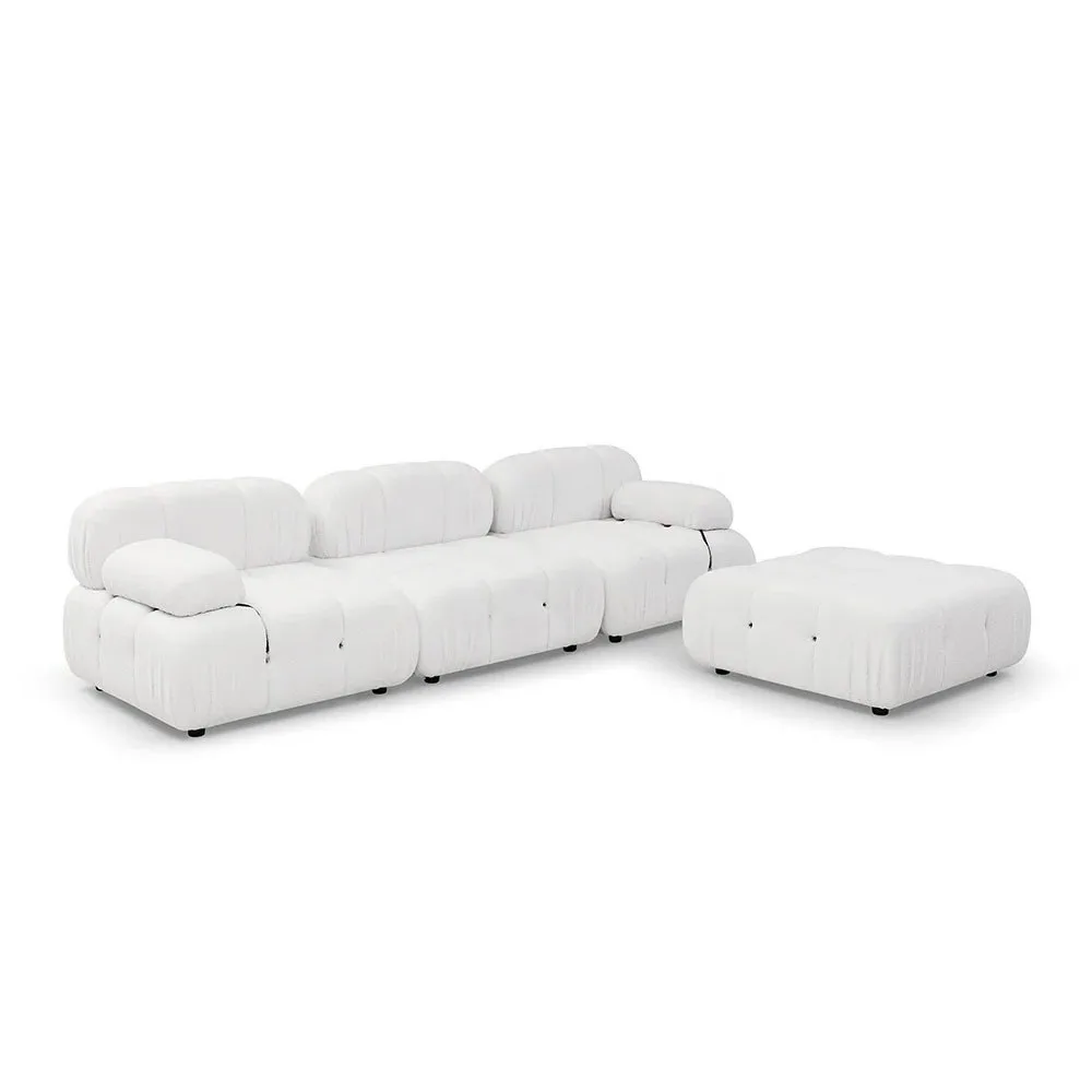 Living Room Furniture 4-Piece Reversible Chaise Upholstered Sofa Set With Ottoman Modular Couch Living Room Sofa