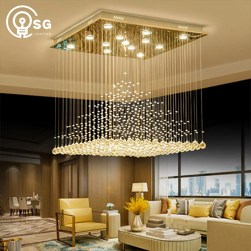 Custom Home Decorative Modern Restaurant House Decoration Hotel Wedding Crystal Ceiling Lamp Pendant Light Crystal Chandelier