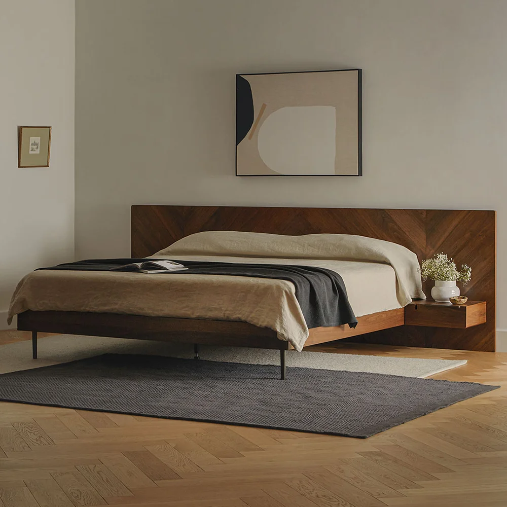 Rustic King Bed Frame with Nightstands Handmade Wooden Bedroom Furniture