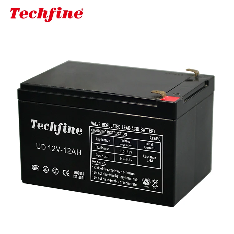 Techfine Hot Sale High Quality 12V 12AH AGM Lead Acid Back Up Energy UPS Power Systems Battery