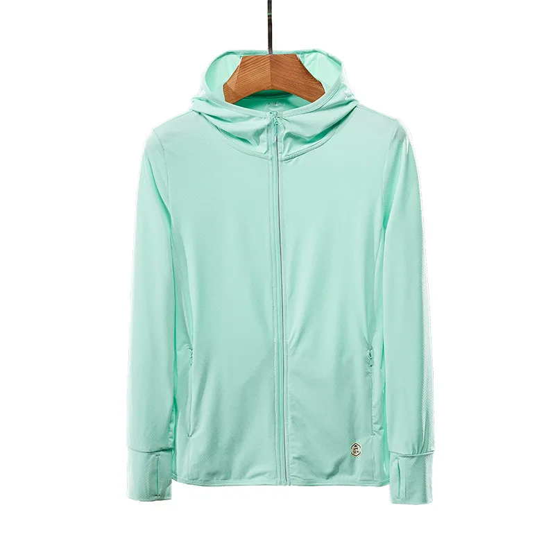 
Summer UPF50+ women anti uv coating super light Thin Breathable Sun protection clothing with hooded 