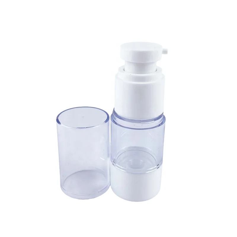 Hot pump lotion dispenser cosmetic bottle Free label sticker design 15ml airless pump bottle