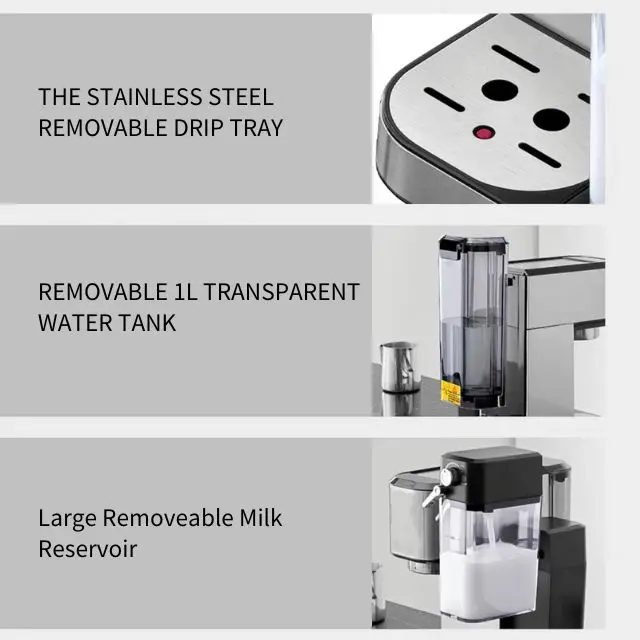 SHARDOR Industry Wholesale Stainless Steel Cappuccino Machine 20 BAR Pump Digital Display Multifunction Espresso Machine