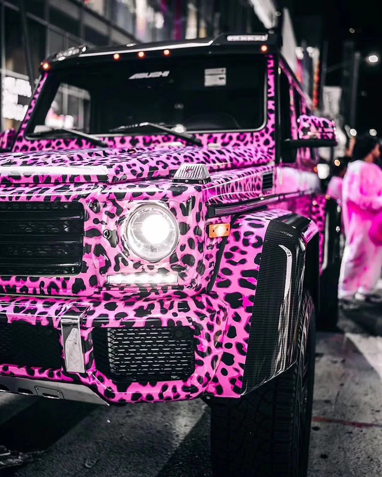1.52*28m Pvc Pink Leopard Car Paint Rust Vinyl Body Wrapping Self-Adhesive Anti Scratch Sticker Design Film